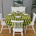 thumbnail image 2 of Yellow Black Checkerboard Checkered Pattern Round Tablecloth 60"x60",Wrinkle Wipeable Table Cloth for Kitchen Dining Room Picnic Patio Party, 2 of 6