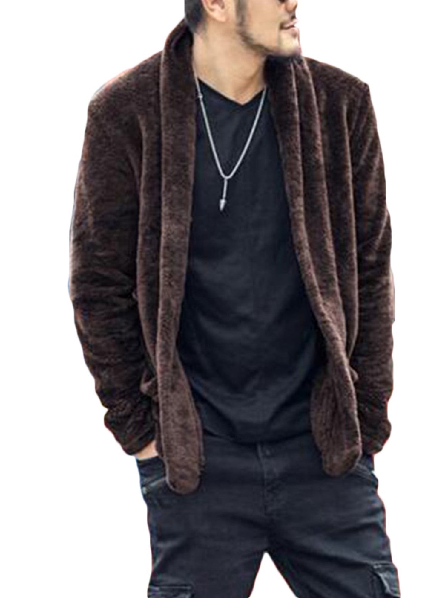 Men's Long Sleeve Button Fleece Open 
