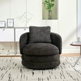 thumbnail image 2 of S-HOME 30 Inch Swivel Barrel Accent Chair with Pillow in Soft Gray Chenille for Reading Room and Lounge Use，Dark Gray, 2 of 9