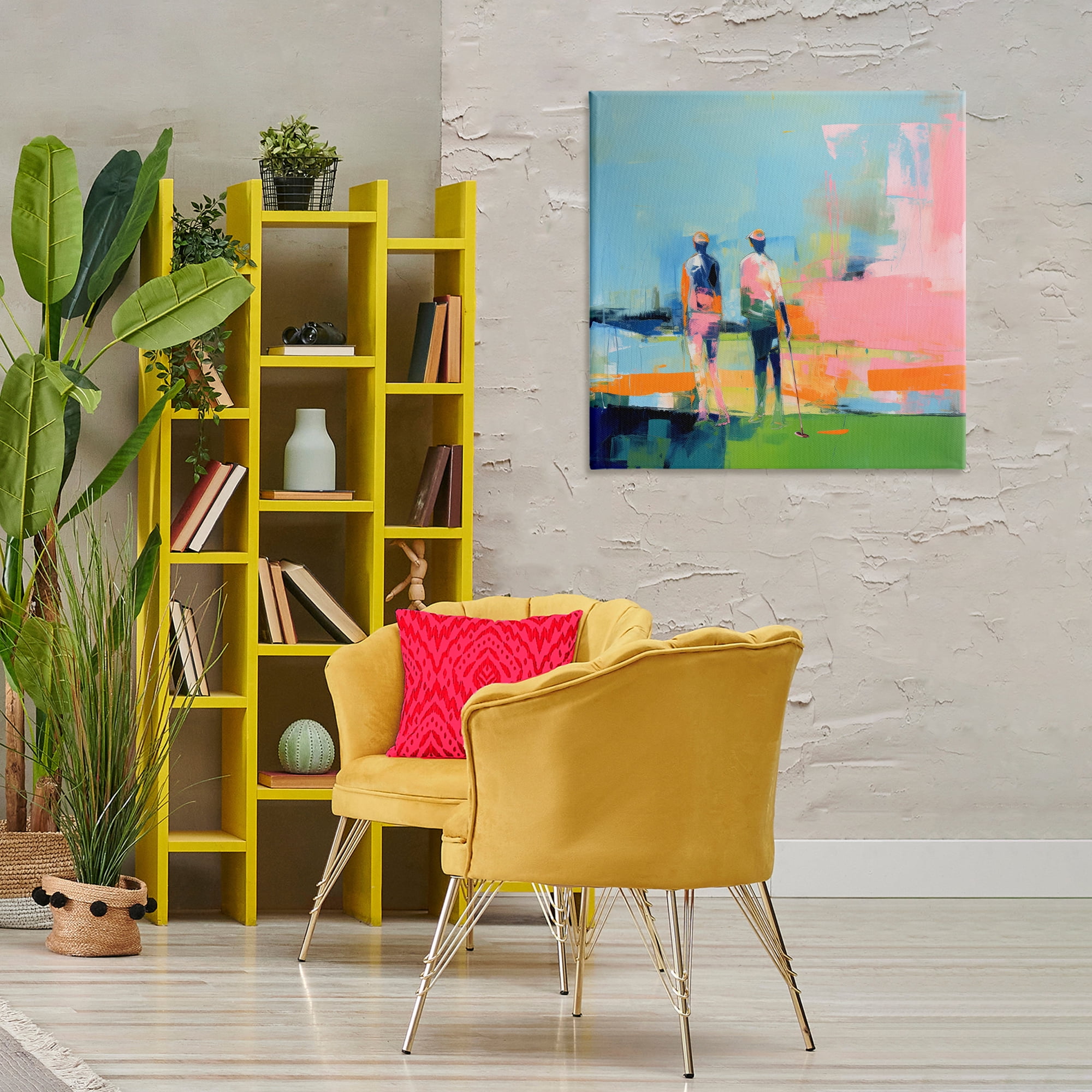 Stupell Industries Abstract Golfing Scene Abstract Painting Wrapped Canvas Art Print Wall Art, 30 x 30