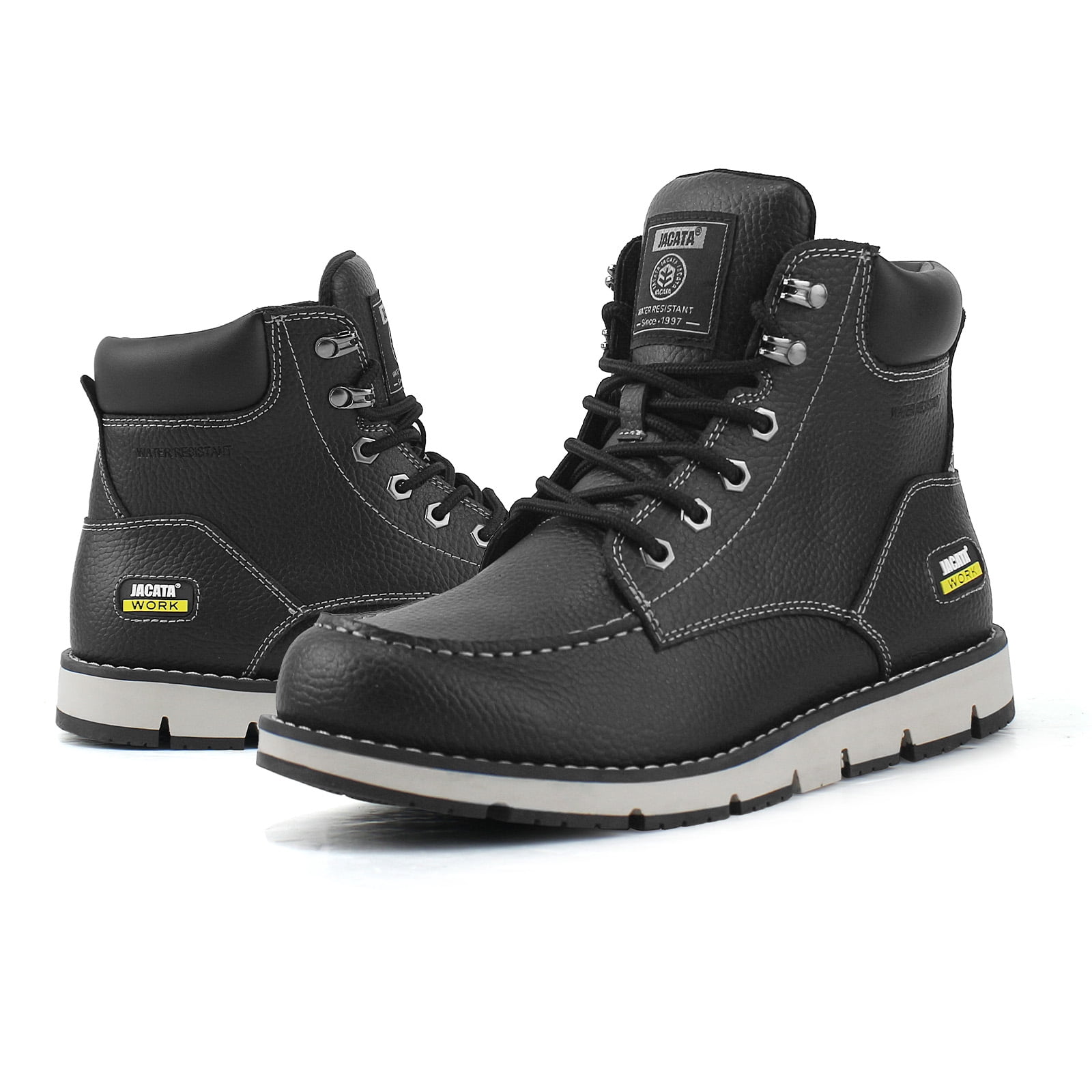 Jacata, Moc Toe Work Boots for Men, 12, Leather Safety Boots