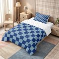 thumbnail image 2 of Homewish Geometric Checkered Twin Comforter Sets 2pcs, Timeless Grid Bedding Set, Navy Blue,Reversible,1 Comforter and 1 Pillowcase, 2 of 6