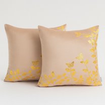 Luxury Decorative Throw Pillow Covers 2-Pack with Metallic Botanical & Butterfly Accents, Soft Modern Cushion Cases for Sofa Couch Bed Living Room Home Decor – Cover Only