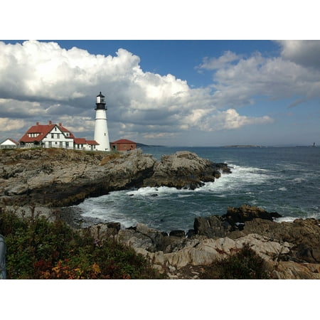 Maine Coastline Lighthouse Atlantic Scenic-20 Inch By 30 Inch Laminated Poster With Bright Colors And Vivid Imagery-Fits Perfectly In Many Attractive Frames