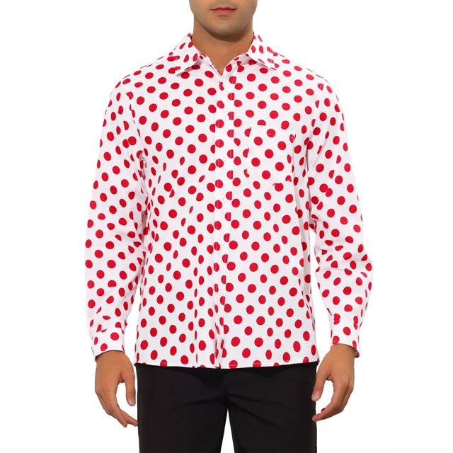 Camisa de Puntos de INSPIRE CHIC para Hombre con Cuello Punta, Botones y Mangas Largas, Roja, Talla S