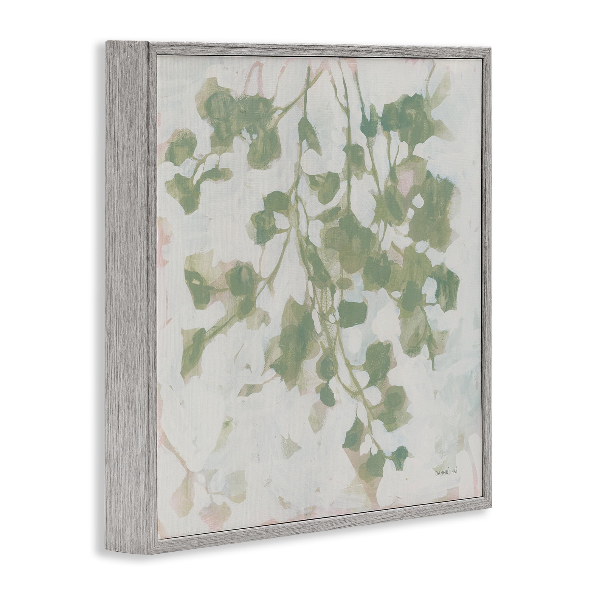 Stupell Industries Dancing Leaf Shadows Botanical & Floral Painting Gray Framed Art Print Wall Art, 17 x 17