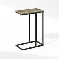 Furinno C-Shaped Side Table, End Table for Couch, Sofa & Bed with Metal Frame, French Oak Grey