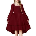 thumbnail image 1 of ManxiVoo Combinaison à Manches Évasées à Volants pour Filles Printemps Automne Mode Confort Taille 140 Rouge, 1 of 7