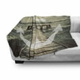 thumbnail image 3 of Nautical Soft Flannel Fleece Blanket, Anchor Print in Ocean Waves with Long Wooden Pier Cloudy Sky 3D Effect Print, Cozy Plush for Indoor and Outdoor Use, 50" x 70", Grey and Brown, by Ambesonne, 3 of 6