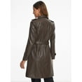 thumbnail image 3 of DARING DIVA Women's Lapel Zip Front Faux Leather Long Jacket M Coffee, 3 of 6