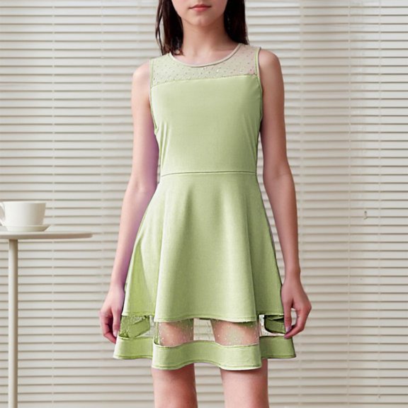 Little Girl Dresses Sleeveless A-Line Tiered Swing Cotton Light Green Dresses For Girls Birthday Dress Fancy Dress