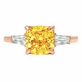 thumbnail image 2 of 3 ct Cushion Cut Natural Citrine 3 Stone 14K Rose Gold Womens Engagement Ring, 2 of 5