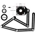 thumbnail image 2 of Wohao Multi-Angle Measuring Ruler with Positioning Hole, 6-Sided Aluminum Alloy Folding Ruler,Template Measuring Tool,Black，JUN, 2 of 5