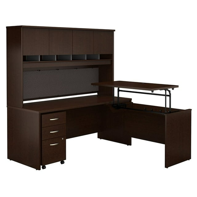 Series C Bureau en Forme de L 72W Assis-Debout en Cerisier Moka