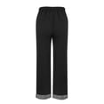 thumbnail image 6 of ClodeEU Women's Breathable Linen Blend Drawstring Wide Leg Pants,Relaxed Fit Casual Long Trousers with Pockets Black,Womens Plus M, 6 of 8