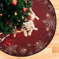 thumbnail image 5 of GZHJMY Christmas Golden Snowflakes Christmas Tree Mat, Round Christmas Tree Stand Mat Decoration for Holiday Party Home Christmas Day Ornaments Floor Door, 28.3", 5 of 6