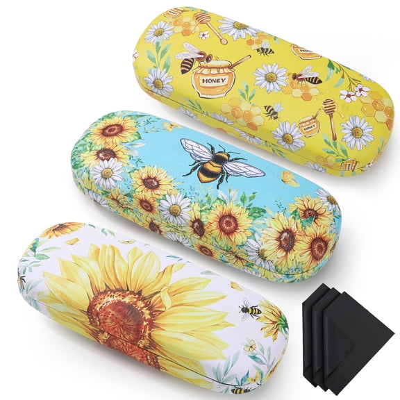 sixwipe 3 Pack Hard Shell Eyeglass Case for Women and Men, Scratch-Resistant Protective Glasses Storage Box for Sunglasses and Reading Glasses, Portable Travel Case with Microfiber Cleaning Cloth