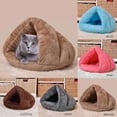 thumbnail image 2 of Seyurigaoka Pet Plush Nest Triangle Shape Solid Color Soft Dog Cat Sleeping Bed, 2 of 9