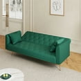 thumbnail image 6 of Aukfa Velvet Futon Convertible Sofa Bed, Upholstered Arm Couch for Home Office, 2 Pillows, Green, 6 of 15