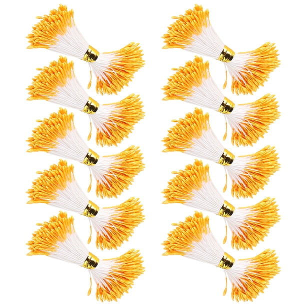 Estambre de Flores de Doble Cabeza, Estambre de Doble Extreme 900 Piezas Estambre Artificial Yeso Color Naranja Simulación de Doble Extreme Color Naranja Estambre Ramo Hacer
