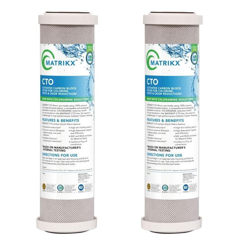 1 Pack Matrikx CTO Chloramine Reduction Catalytic Carbon Block Water Filter ¦ 10 x 2.5-5 Micron CTO 32-250-10 Model No 