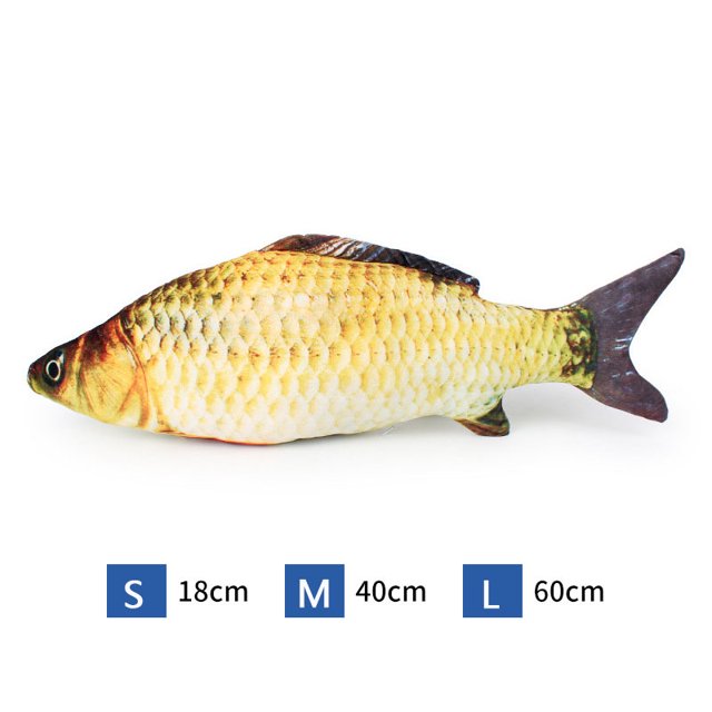 Cat Toy Training Entertainment Fish Plush Stuffed Pillow Simulation Fish Cat Toy Fish Interactive Pet Chew Toys M(Carp)