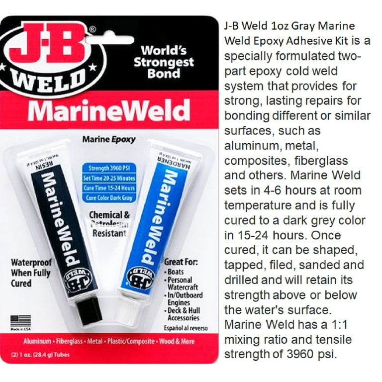 J-B Weld 8272 MarineWeld Epoxy Adhesive - 2 Pack, 1 oz tube