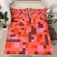thumbnail image 2 of Homewish Pixelate Miner Gaming Full Size Sheets, Red Square Abstract Bed Sheets, 4pcs, 2 of 7