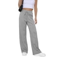 thumbnail image 5 of WTOBBY Women's Fashion Loose-Fit Solid Color Sweatpants with Pocketed Elastic Waist and Drawstring, Comfortable Sporty Pants for Casual Wear,Gray M, 5 of 6
