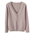 thumbnail image 5 of Womens Basic V Neck Button Cardigan Long Sleeve Outerwear Elegant Dressy Sweater Tops Suitable for Fall Winter Layering Outfits Light Brown XL, 5 of 7