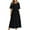 Black, variant on Ahuyic Printed Solid Color Plus Size Dress For Women, Summer Womens' Short Sleeve Long Dresses,Summer Ladies' Loose Cotton And Linen Round-Neck Five-Quarter Sleeve Mid-Length Dress