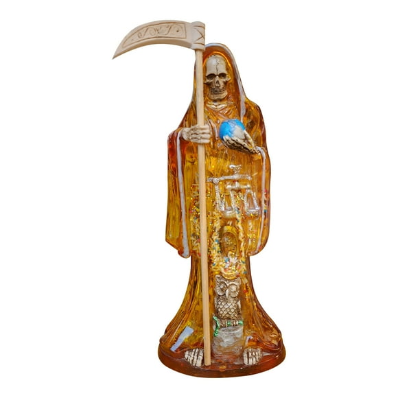 Santa Muerte Ambar Transparente 30 cm: Destrancadera, Protección, atrae suerte, abundancia y dinero. + Libro Esotérico