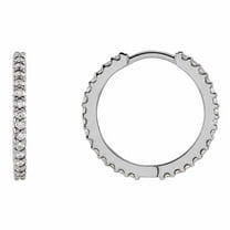 Paris Jewelry 14K White Gold 18 mm 5/8 CTW Created Diamond Huggie Hoop Earrings Plated Women