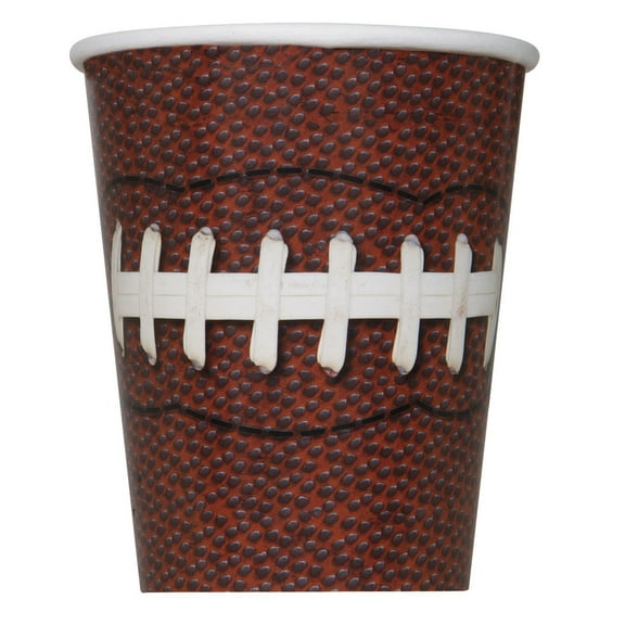 Unique Industries Football Paper 9oz Cups, 8 Count