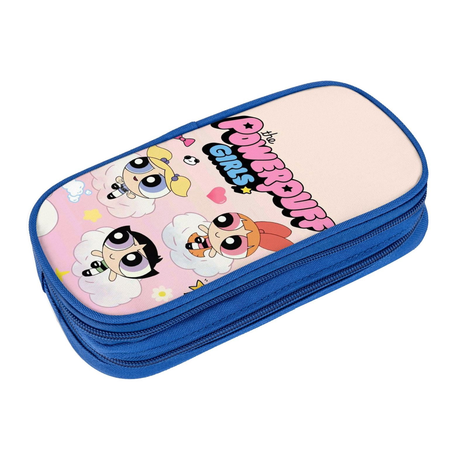 The Powerpuff Gi-rls Pencil Case Large Capacity Pencil Pouch Pen Bag Office Stationery Organizer Travel Makeup Bag Blue