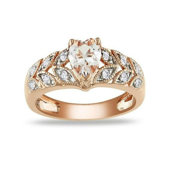 Fascinating Diamond and Morganite Cheap Engagement Ring 1.00 Carat Diamond on Gold