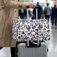 thumbnail image 4 of Garronmavis Large Quilted Duffle Bag for Women Purple Butterfly Leopard Print Weekender Travel Gym Carry On Overnight Tote Bag with Zipper Pockets for Dance, 4 of 7