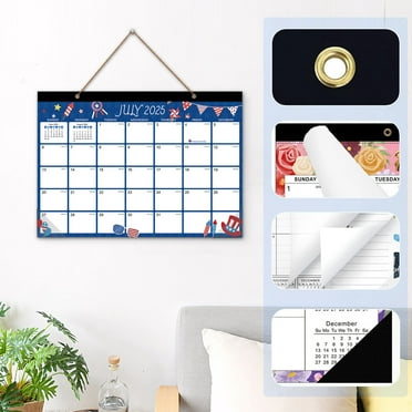Guozer Clearance Wall Calendar for Patriotic Decoration 1PCS 2025-2026 Calendars for Office 18 Months Calendar School Wall Calendar Paper Calendar
