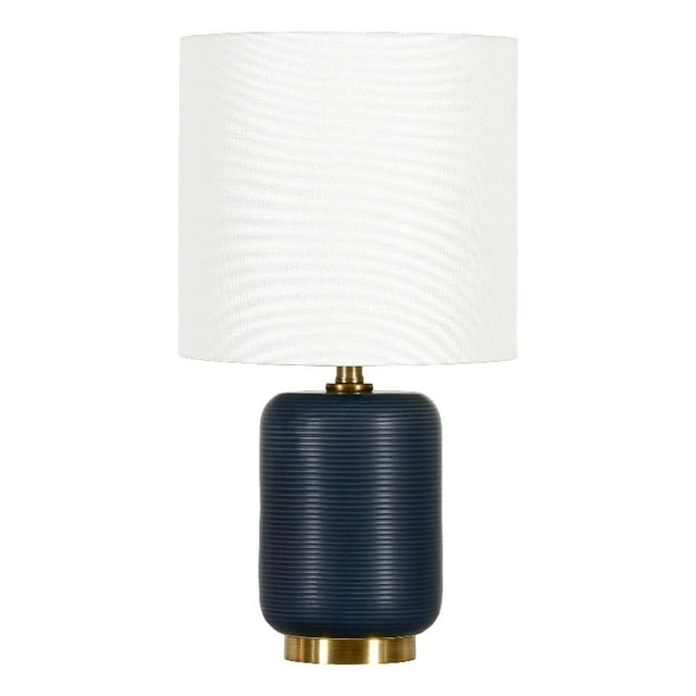 Henn&Hart Mid-Century Ceramic Mini Accent Lamp with Drum Shade in Navy