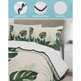 thumbnail image 4 of Quilts Queen Size Bedding Set, Monstera Leaves Lightweight Quilted Comforter, Summer Green Tropical Plants Leaf Beige Soft Reversible Bedspread Coverlet with Pillow Covers for All Season, 90" x 96", 4 of 7