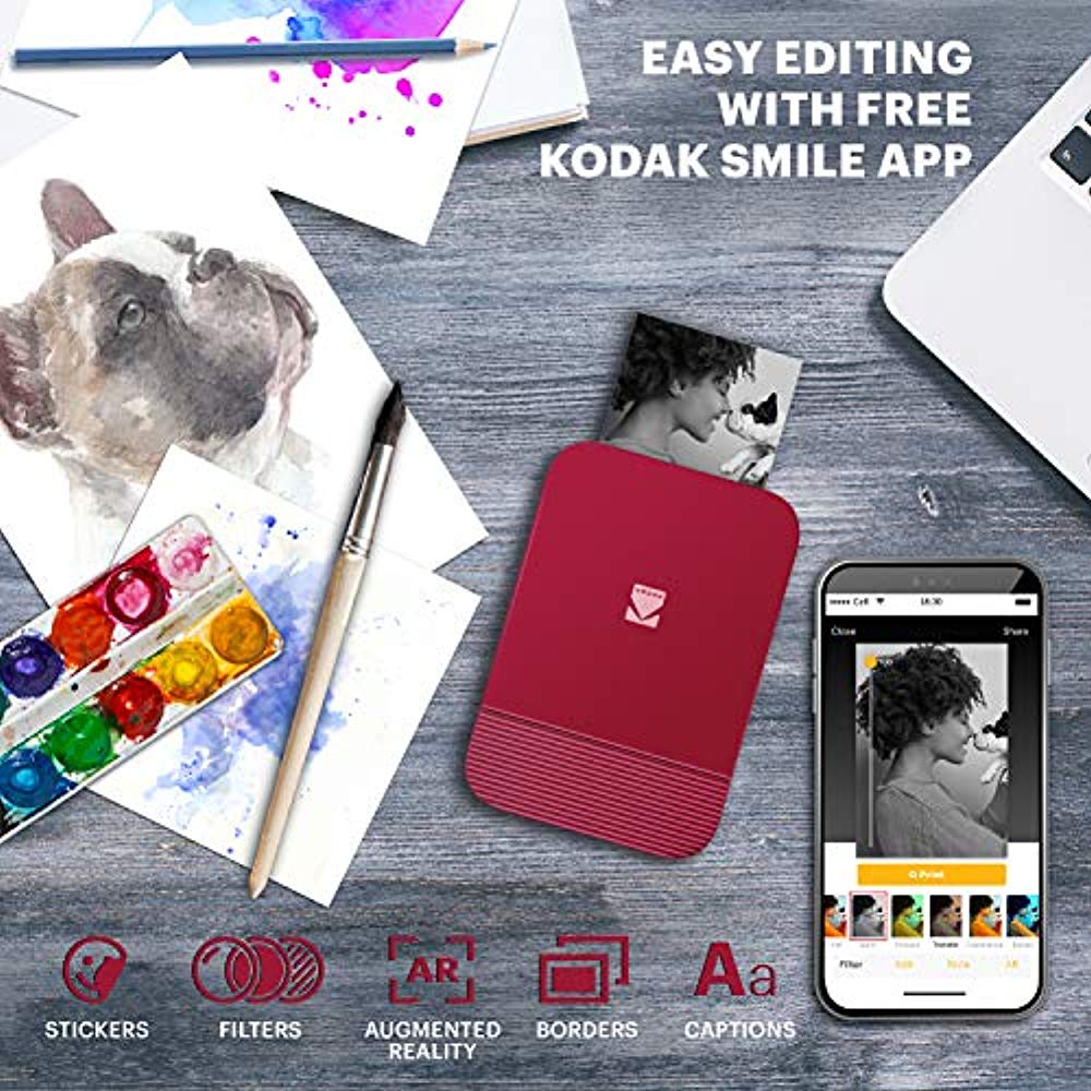 KODAK Smile Instant Digital Printer (Red) Photo Frames Bundle - image 4 of 7