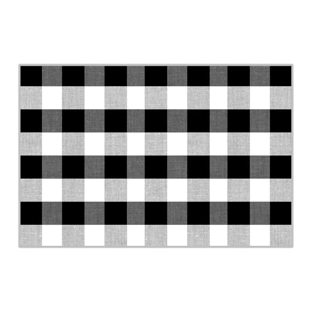 Black Hand-Woven Plaid Outdoor Rug Fall Thanksgiving Christmas Doormat Layered Mat For Front Door Porch Patio Entryway Farmhouse Decor 15.7X23.6 Inches Non-Slip Floor Mat Welcome Mat Seaso