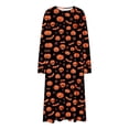 thumbnail image 6 of Women's Long Sleeve Casual Maxi Dress Spooky Skull Pumpkin Graphic Print Crewneck Flowy Fall Dresses Halloween Party Festival Costumes Everyday Apparel, 6 of 8