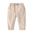 thumbnail image 2 of Resicozy Toddler Baby Boys Cargo Pants Joggers Sweatpants Stretch Pants with Pocket Front Buttons School Uniform Hiking Trousers 2-8 Years Beige 120, 2 of 7