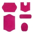 thumbnail image 5 of Home Weavers Waterford Collection 100% Cotton Non-Slip Bathroom Rug Set Machine Washable Bathroom Rug, Bath Rug, U Shaped Contour, Lid Cover, Toilet Tank Cover, Hot Pink Color 5 Piece Bath Rug set, 5 of 8