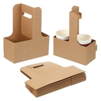 Uxcell 2 Cup Drink Carrier with Handle, Kraft Paperboard to Go Coffee Cup Holder, Portable Disposable Handled Drink Carriers Brown 20