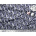 thumbnail image 2 of Soimoi Blue Poly Georgette Fabric Text & Crow Bird Printed Fabric 1 Yard 42 Inch Wide, 2 of 3