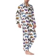 thumbnail image 2 of Salouo Cartoon Monster Trucks1 Print Button-Front Long Sleeve Pajama Set for Men, Soft 2Pjs Men's Long Sleeve Sleepwear-, 2 of 7