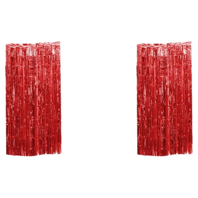 Thinsony Non-toxic Party Backdrop Odorless Foil Made With Finger Tassels Red 3*1m 2Set