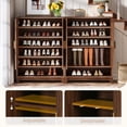 thumbnail image 6 of Fnova 6-Tier 24 Pairs Shoe Cabinet with Doors, Freestanding Shoe Storage Organizer with Adjustable Shelves, Wooden Entryway Shoe Rack for Hallway/Living Room, Rustic Brown, 6 of 9